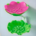 thumbnail image 4 of Double Layer Soap Dish Holder for Shower Cute Lotus Shape Adhesive Tray Wall Mounted No-Drilling Drain Soap Box Soap Rack for Bathroom Bathtub Kitchen Organization, 4 of 8