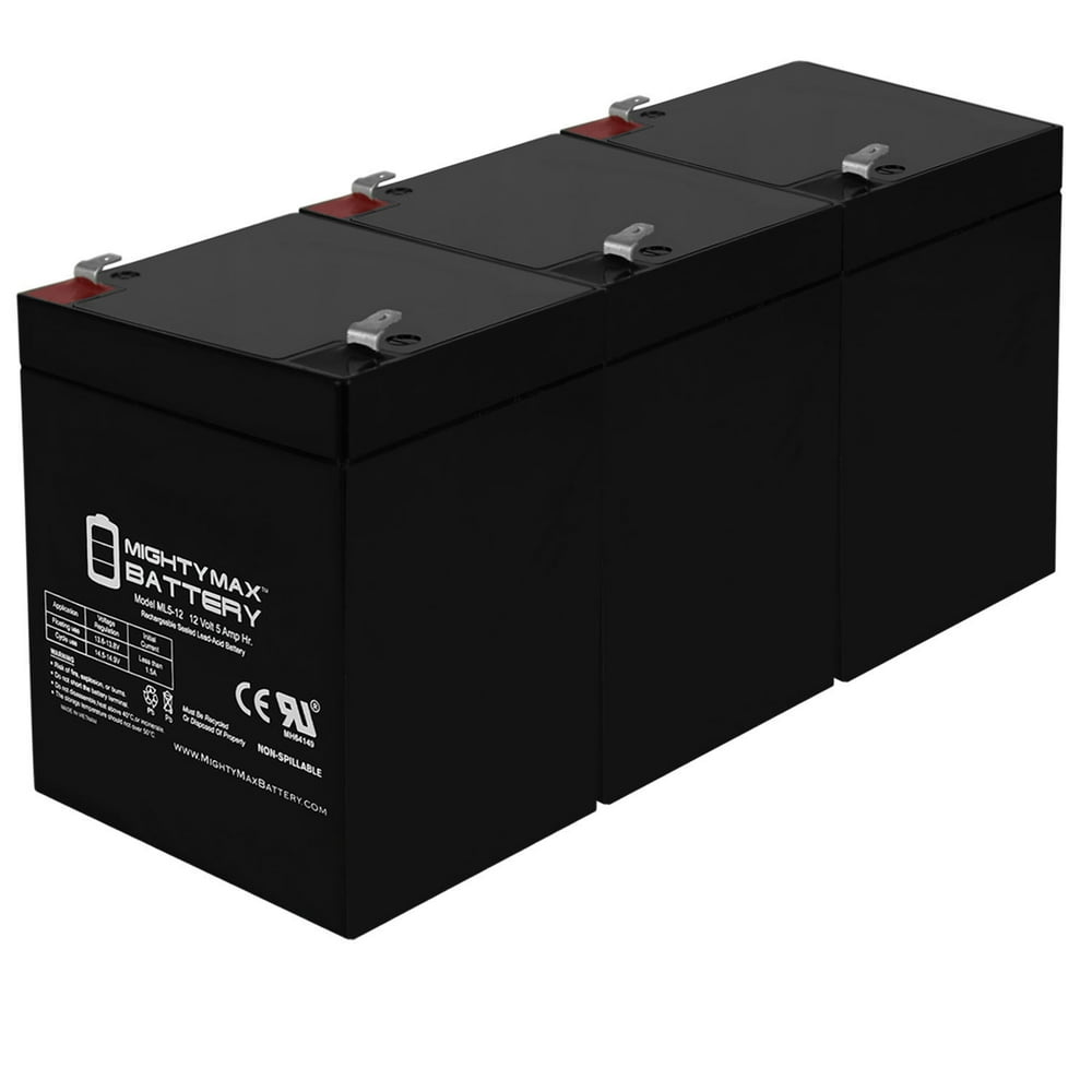 ML5-12 - 12V 5AH UPS Battery Replaces Vision CP1250, CP 1250 - 3 Pack ...