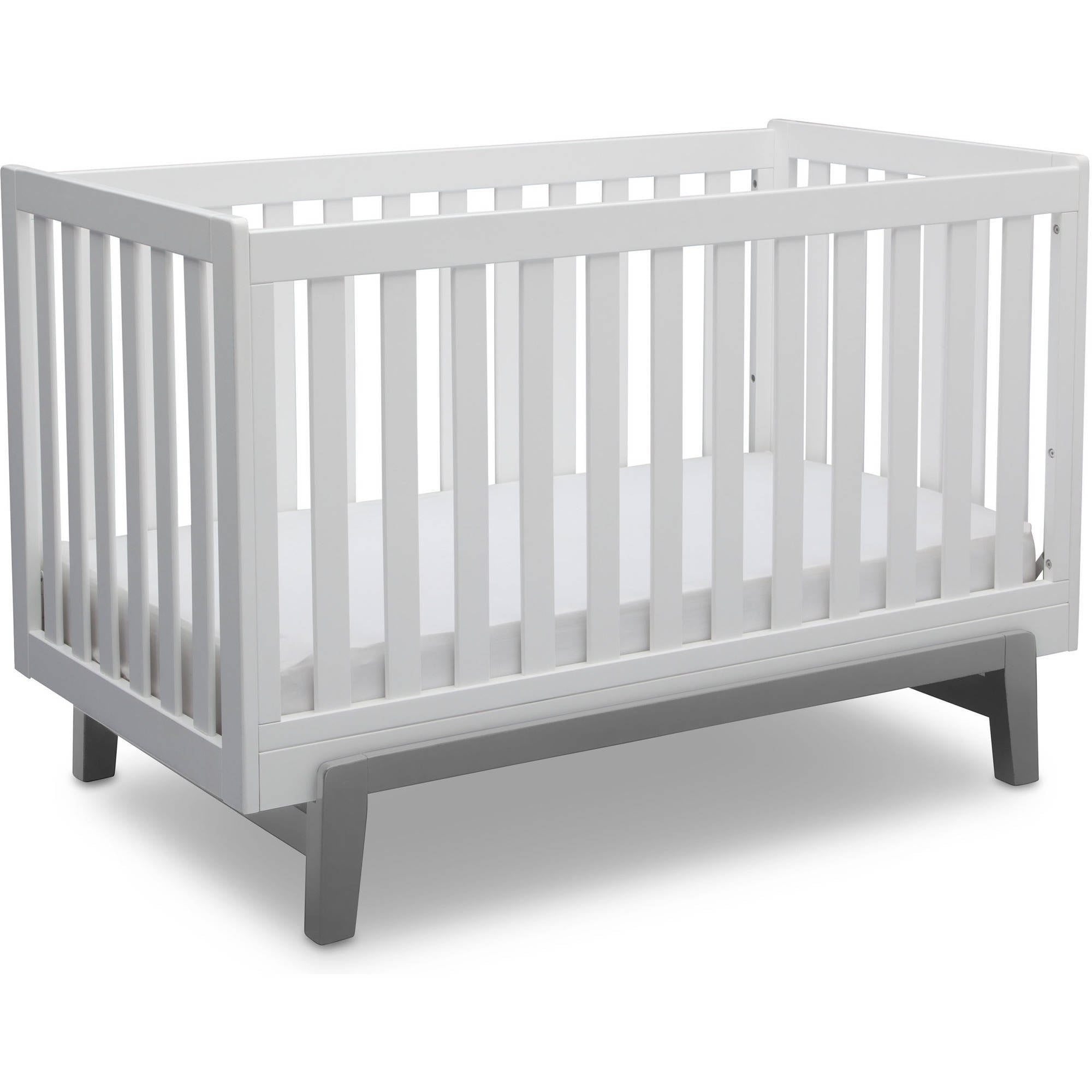 grey white crib