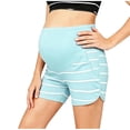 thumbnail image 2 of Zulora Pregnancy Maternity Shorts High Waist Over Belly Ribbed Striped Casual Pocket Summer Shorts For Pregnant Women​, 2 of 6