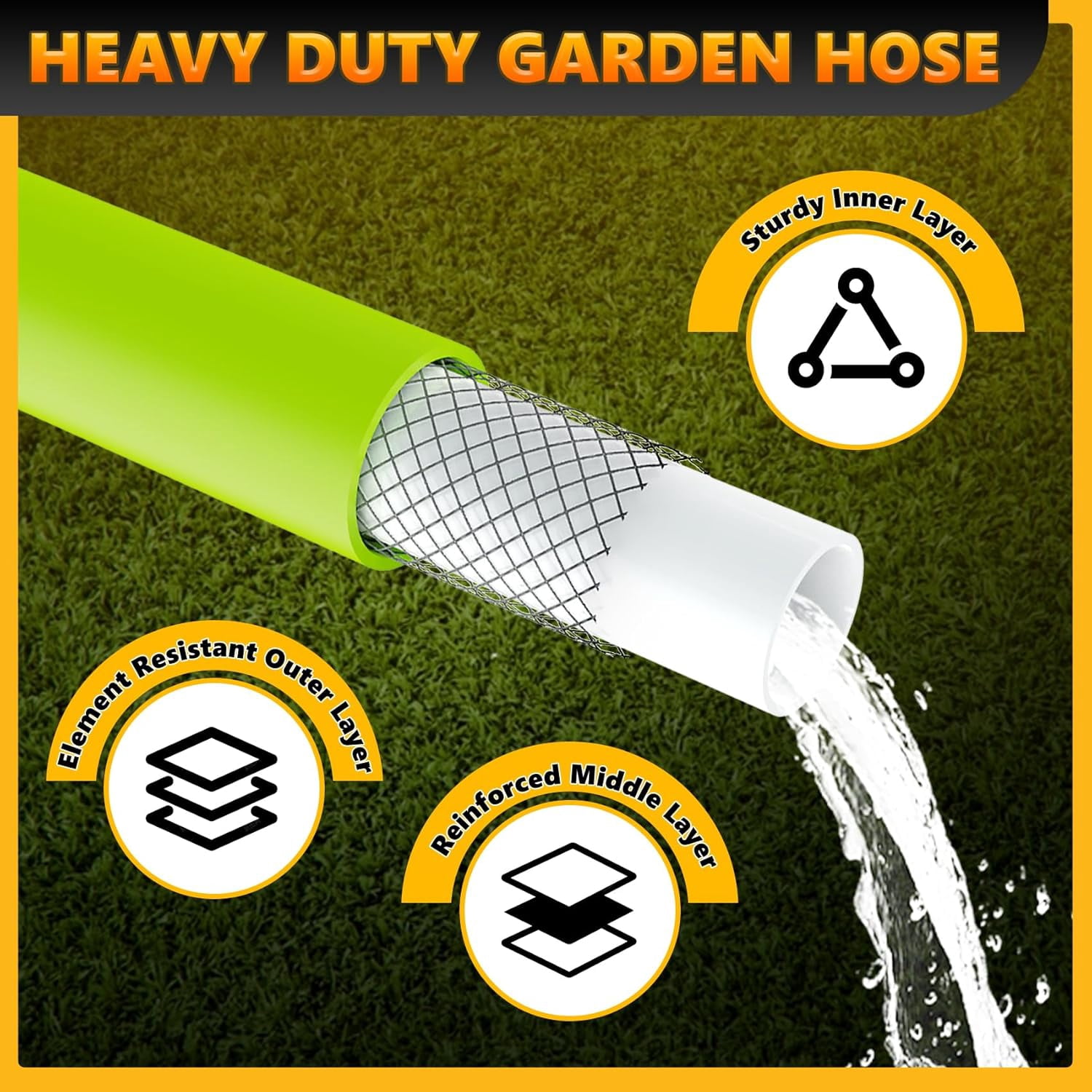Beiled 5/8-inch Garden Hose with 3/4 Connector RV Water Pipe, 25FT