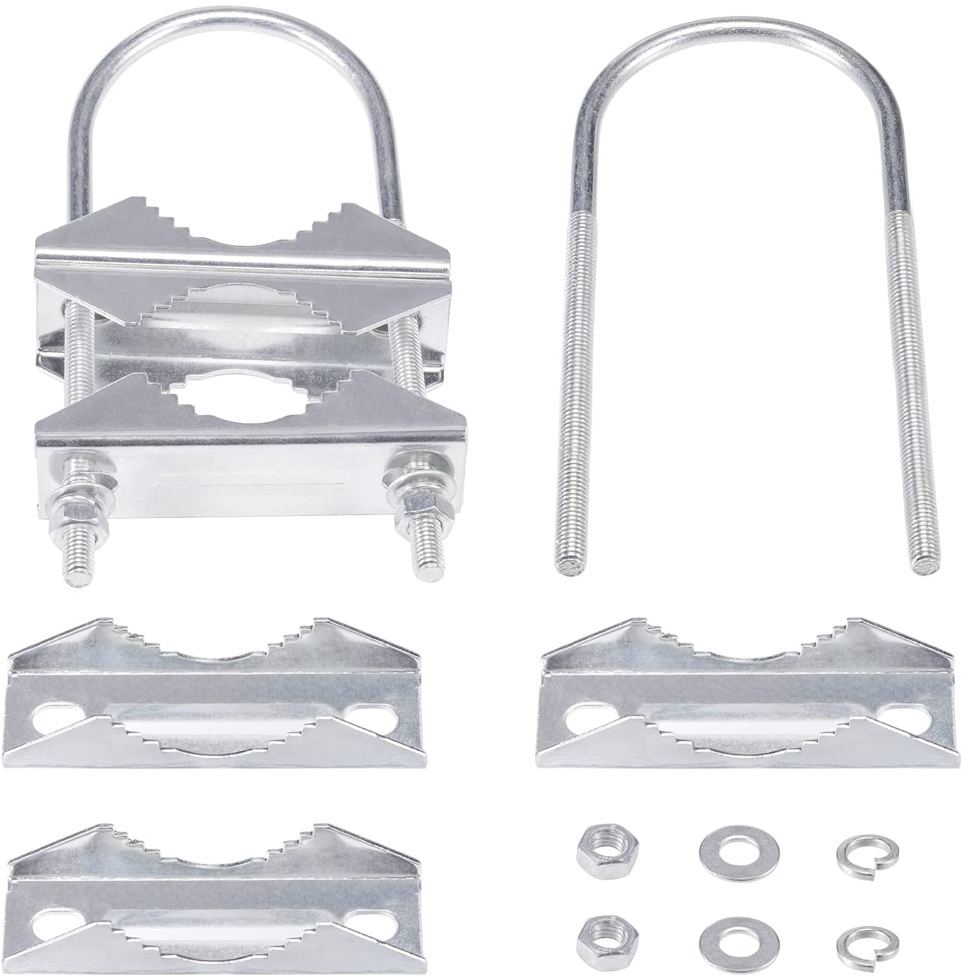 Eightwood Double Antenna Mast Clamp V-Jaw Bracket U Bolts Pipe Mounting Hardware 2 Sets for WiFi Antenna,Lora Antenna