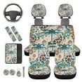 thumbnail image 6 of Binienty Floral Dragonfly Automotive Seat Covers Full Set with Boho Mandala Headrest Covers 15 Inch Steering Wheel Cover Seat Belt Pads Armrest Cushion 14 Pack Auto Interior Decor Set, 6 of 8