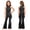 Black, variant on Girls Sparkly Latin Jazz Dance Bodysuit Wide Leg Jumpsuit Party Bell-Bottom Pants Romper Overalls Navy Blue 6