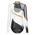thumbnail image 4 of Haitryli Women Long Sleeve Mesh Patchwork Gymnastics Leotard Athletic Top Bodysuit White L, 4 of 7