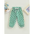 thumbnail image 2 of Bagilaanoe Toddler Baby Girls Casual Trousers Drawstring Checkerboard Pattern Loose Long Pants for 1T 2T 3T 4T 5T 6T Kids, 2 of 8