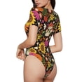 thumbnail image 3 of Naloa Sunflowers Mushrooms Women's Short-Sleeved Onesie, One-Piece Swimsuit for Parties, dates, clubs - Small, 3 of 9