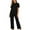 Black, variant on Lounge Sets for Womens Crew Neck Short Sleeve Shirts Top and Wide Leg Loose Pants Sleepwear Causal 2 Piece
