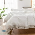 thumbnail image 6 of Simple&Opulence 100% Washed Linen Duvet Cover King Size -3 Pieces - Natural Flax French Country Bedding Set - Breathable Farmhouse Comforter Cover with Coconut Button Closure - White and Grey, 6 of 6