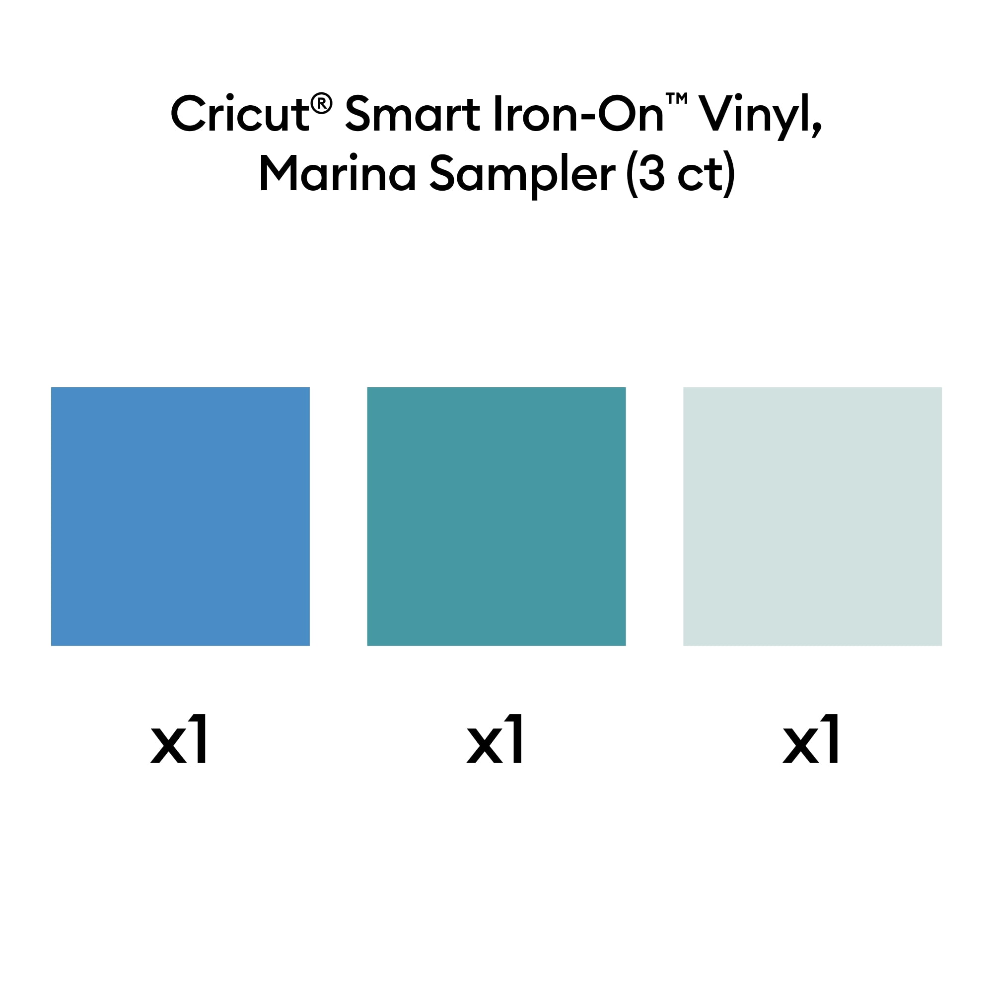 Cricut® Smart Vinyl™ Matless Permanent Vinyl, Marina Sampler - 13 in x 12 in (3 ct), 13" x 12",Mint, Aqua, Blue