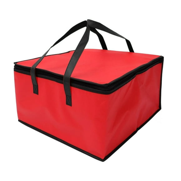 MOQIN Insulated Cooler Bag and Food Warmer for Food Delivery&Grocery Shopping with Zippered Top,Delivery Bag for Doordash Cooler Bags Thermal Shopper Hot Warming Red Pizza -15.7Lx 15.7Wx 8.7H