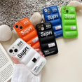 thumbnail image 2 of Fashion The Supre Case Down Jacket Phone Case For iPhone 15 14 13 12 11 Pro Max XS 7 8 Plus XR Shockproof Bumper Back Cover silver For iPhone 12, 2 of 6