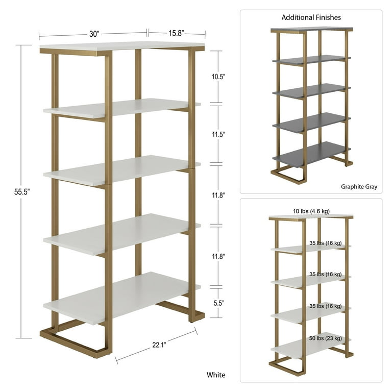 CosmoLiving by Cosmopolitan Camila 5 Shelf Bookcase White