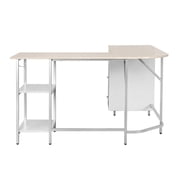 Techni Mobili L-Shape Home Office Desk with Storage, Sand RTA-739DL-SND