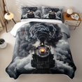 thumbnail image 2 of Castle Fairy Classic Steam Train Quilt Full,Smoke Burst Art Full Bedspread Sets for Bedroom,Ivory Black, 2 of 7