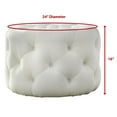thumbnail image 5 of TMS Scopi 24” Upholstered Velvet Round Tufted Ottoman, White Velvet, 5 of 6