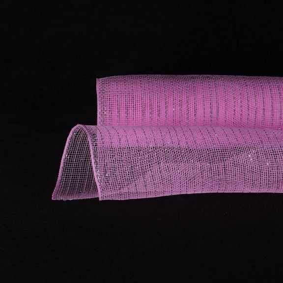Pink with Silver - Deco Mesh Wrap Metallic Stripes - ( 21 Inch x 10 Yards )
