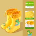 thumbnail image 1 of Botas de lluvia para niños, zapatos de agua antideslizantes cálidos con dibujos animados, botines de bebé de media pantorrilla extraíbles con forro polar para niños y niñas, zapatos de goma para niño, 1 of 5