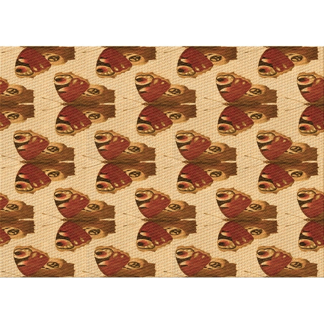 Ahgly Company Machine Washable Indoor Rectangle Transitional Yellow Orange Area Rugs, 7' x 9'