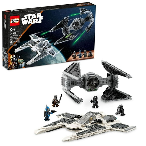 LEGO Star Wars Mandalorian Fang Fighter vs. TIE Interceptor 75348 Building Toy Set, Perfect Star Wars Gift for Fans Aged 9 and Up; with 3 LEGO Characters Including The Mandalorian, Includes 957 Pieces, Ages 9+