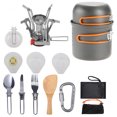 thumbnail image 1 of Ensemble de Cuisine de Camping, Orange, 13 Pcs Ensemble de Cuisine de Camping, Poêle en Aluminium pour 1-2 Personnes avec Réchaud de Camping Portable, pour Camping, Randonnée, Pêche, 1 of 5