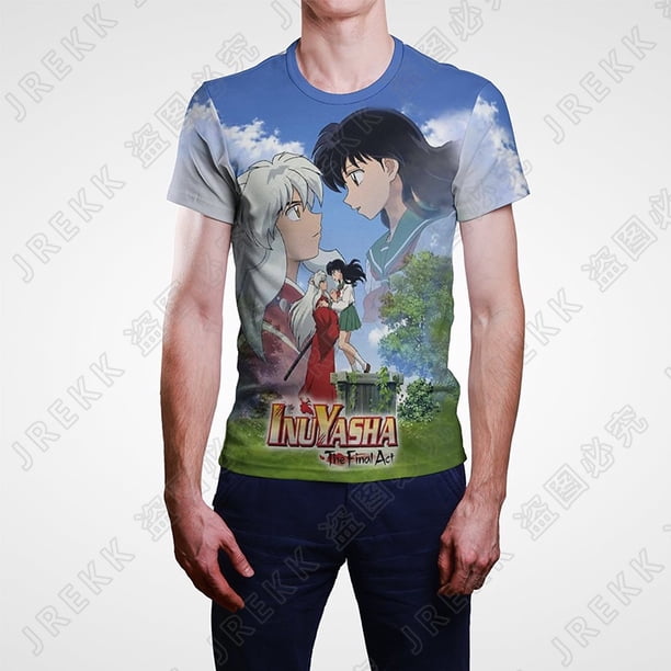 Camiseta Inuyasha Mujeres Manga Corta Verano Streetwear Moda 3D Hombres Impresión Tops Dibujos Animados Anime Tee