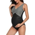 thumbnail image 2 of SUMMERSUNSHINE Maternity One Piece Swimwear Front Cross Pregnancy Swimsuit Bathing Suit Maternity Bikini Black Stripes S, 2 of 5