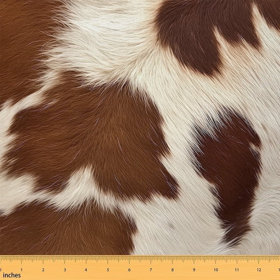 Erosebridal Cowhide Fabric By The Yard,Wildlife Upholstery Fabric,DIY 3D Cattle Animals Decorative Fabric,Cute Cow Hair Indoor Outdoor Fabric,Art Craft Patchwork,Brown White,2 Yards