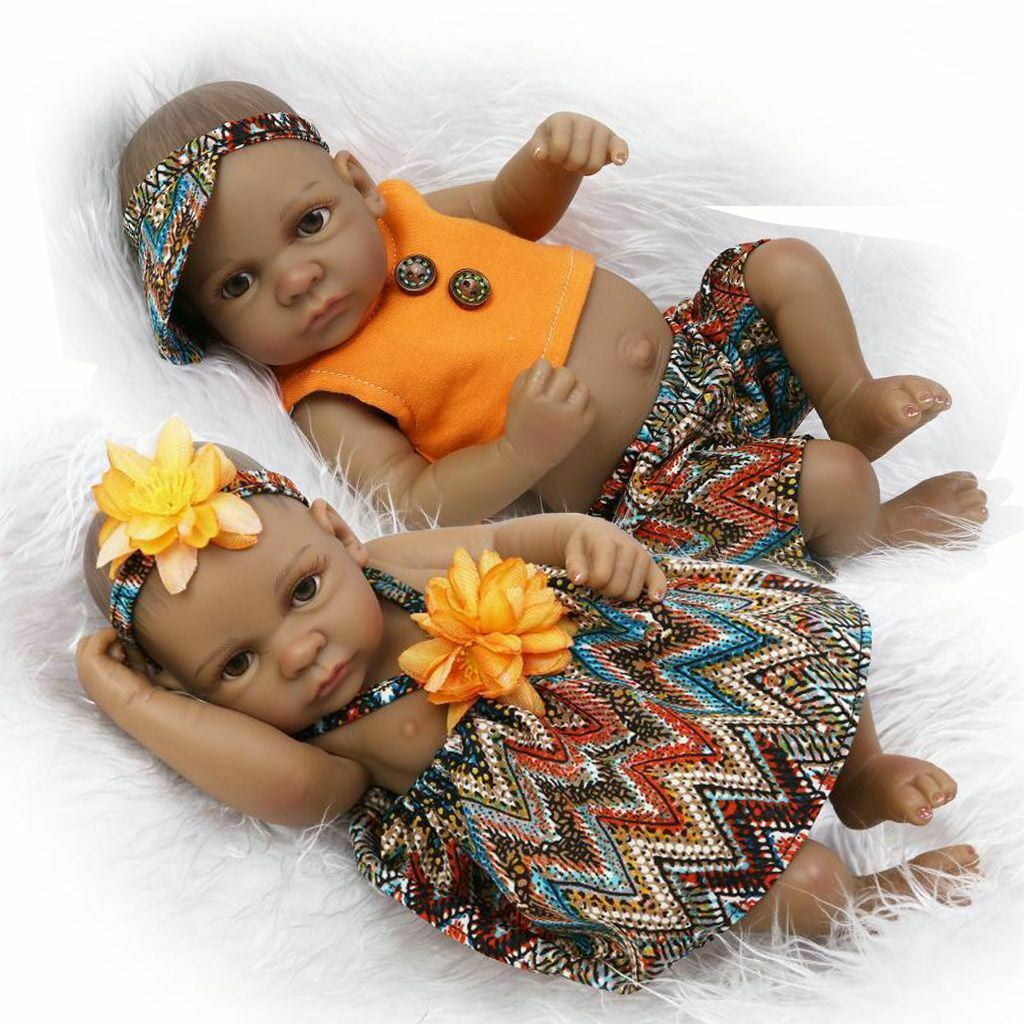 Spencer 2pcs 11 27cm Mini Black Reborn Newborn Twins Baby Dolls Full Body Silicone Realistic Alive Simulation Boy Girl Doll Xmas Gift Boy Girl Walmart Com