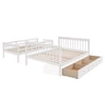 thumbnail image 3 of Stairway Bunk Bed with 3 Drawers and 4 Storage Shelves, Solid Wood Twin-Over-Full Bunk Bed Frame with Full-Length Guardrail & Stairs & Handrail, Convertible Bunk Bed, No Box Spring Needed, White, 3 of 7