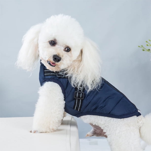 Ropa acolchada de algodón para perros de otoño e invierno, ropa gruesa para mascotas, chaleco integrado para el pecho y la espalda para perros medianos y pequeños