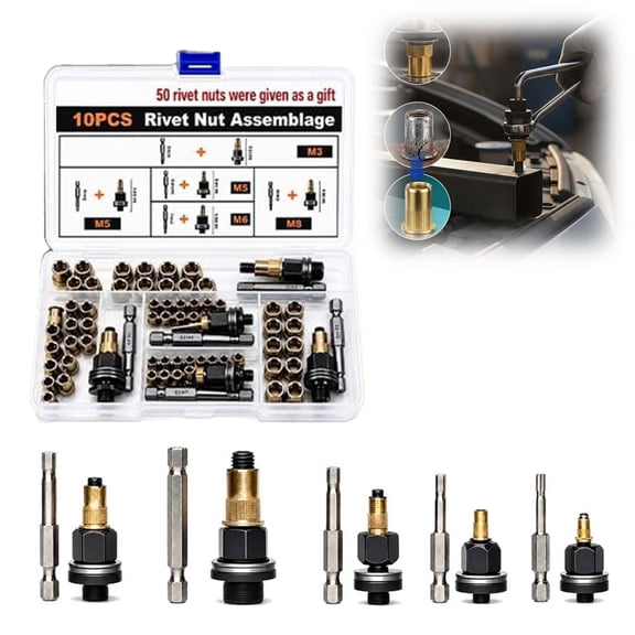 Head Rivet Nut Tool, Rivet Nut Kit M3 M4 M5 M6 M8, Durable Tool for Automotive Repair, Metal Fabrication & Machinery