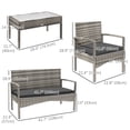 thumbnail image 3 of Outsunny Ensemble de Conversation en Osier d'Extérieur avec Banc, Chaises, Table, Gris, 3 of 10