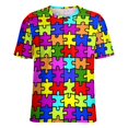 thumbnail image 5 of Colorful Puzzle Pieces Women's T-Shirt Short Sleeve T Shirts Tops Tee Ladies Loose T, 5 of 6