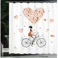 thumbnail image 4 of Ambesonne Valentine Shower Curtain, Romantic Cyclist Girl, 69"Wx84"L, Red Black White, 4 of 5