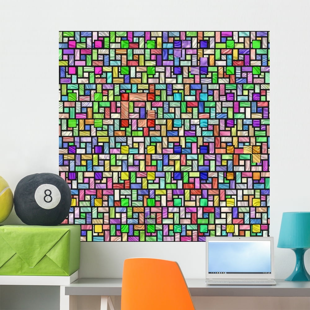 Colorful Stained Glass Pattern Wall Mural by Wallmonkeys Peel and Stick
