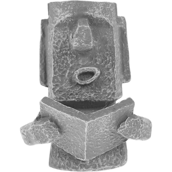 FYBTO Moai Eyeglass Holder Stand, Lightweight Easter Island Moai Monolith Sculpture Sunglass Holder, Head Statue Display Holder for Glasses Easter Home Decor, Natural Granite Appearance- Resin-0624
