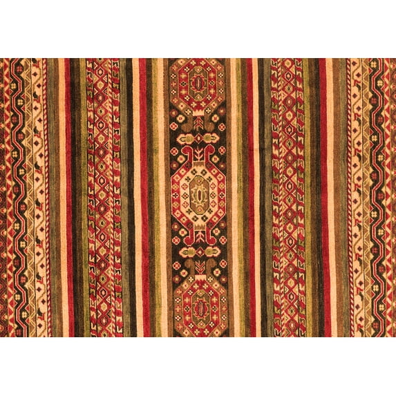 Ahgly Company Indoor Rectangle Oriental Orange Modern Area Rugs, 3' x 5'