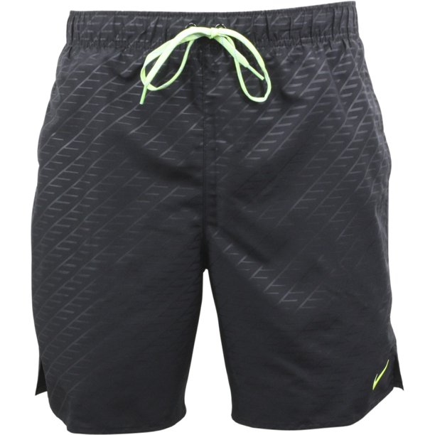 Nike Men's Core Emboss 9" Swim Black Trunk Volley Shorts Swimwear Sz S