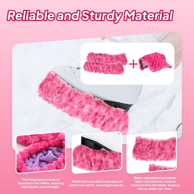 2 fundas protectoras para cuchillas de patines de hielo, fundas protectoras para cuchillas de hockey, protectores para patines artísticos deportivos. Rosa