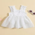 thumbnail image 2 of Bébé Filles Romper Robe Dentelle Fleur Maille Tulle Jupe Ourlet Combinaisons d'Été Bodysuits, 2 of 5