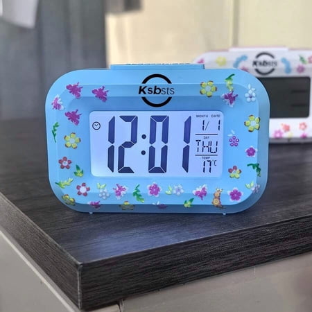 Multifunctional DIY Digital Alarm Clock With Night Light, Calendar, Day Of Week Display And Temperature Display, Snooze Function - Comes With 1 Random Sticker For DIY Clock Decoration