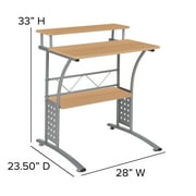 Flash Furniture Clifton Maple Computer Desk with Top and Lower Storage Shelves