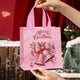 thumbnail image 5 of Seyotauo Christmas Pink Non-Woven Gift Bags with Festive Prints - Reusable Holiday Handbags for Gift Packaging, Santa / Reindeer / Bell Designs, Durable Tote Bags Ideal for Christmas Gifts,Home Decor, 5 of 6