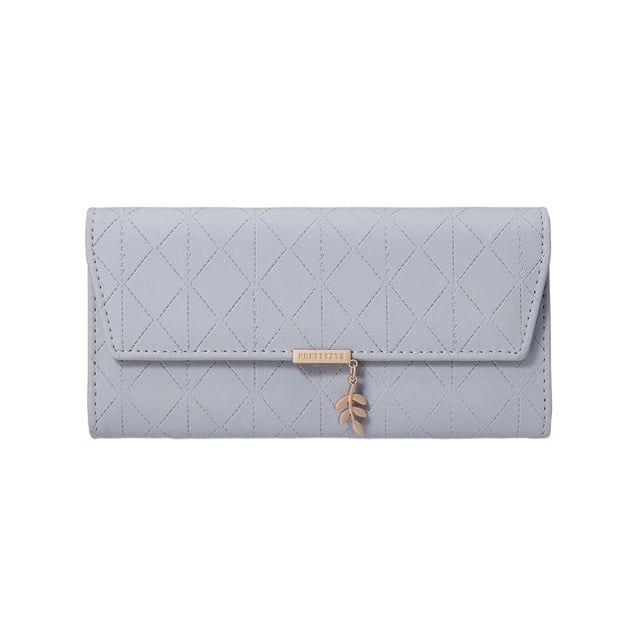kurtrusly Stylish Long Purse Small Size Folding Multi Card Space PU Made Wallet New Misty Blue