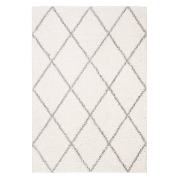 SAFAVIEH Parma Eglantine Geometric Shag Area Rug, Cream/Grey, 6'7" x 6'7" Square