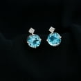 thumbnail image 3 of Simple Swiss Blue Topaz Stud Earrings with Moissanite, 6 mm Round Cut Blue Topaz Solitaire Stud Earrings (2.25 CT, AAA Quality, Rosec Jewels), 925 Sterling Silver, 3 of 9