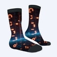 thumbnail image 2 of Futuristic Four Seasons Universal Socks (2 Pairs) - Unisex Trendy Mixed Color Socks with Glowing Orange & Blue Digital Patterns, 2 of 5