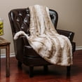 thumbnail image 5 of Chanasya Super Soft Fuzzy Fur Elegant Throw Blanket | Faux Fur Falling Leaf Pattern With Fluffy Plush Sherpa Warm Brown Microfiber Blanket for Bed Couch Living Bed Room - Coffee and White - 60"x70", 5 of 10