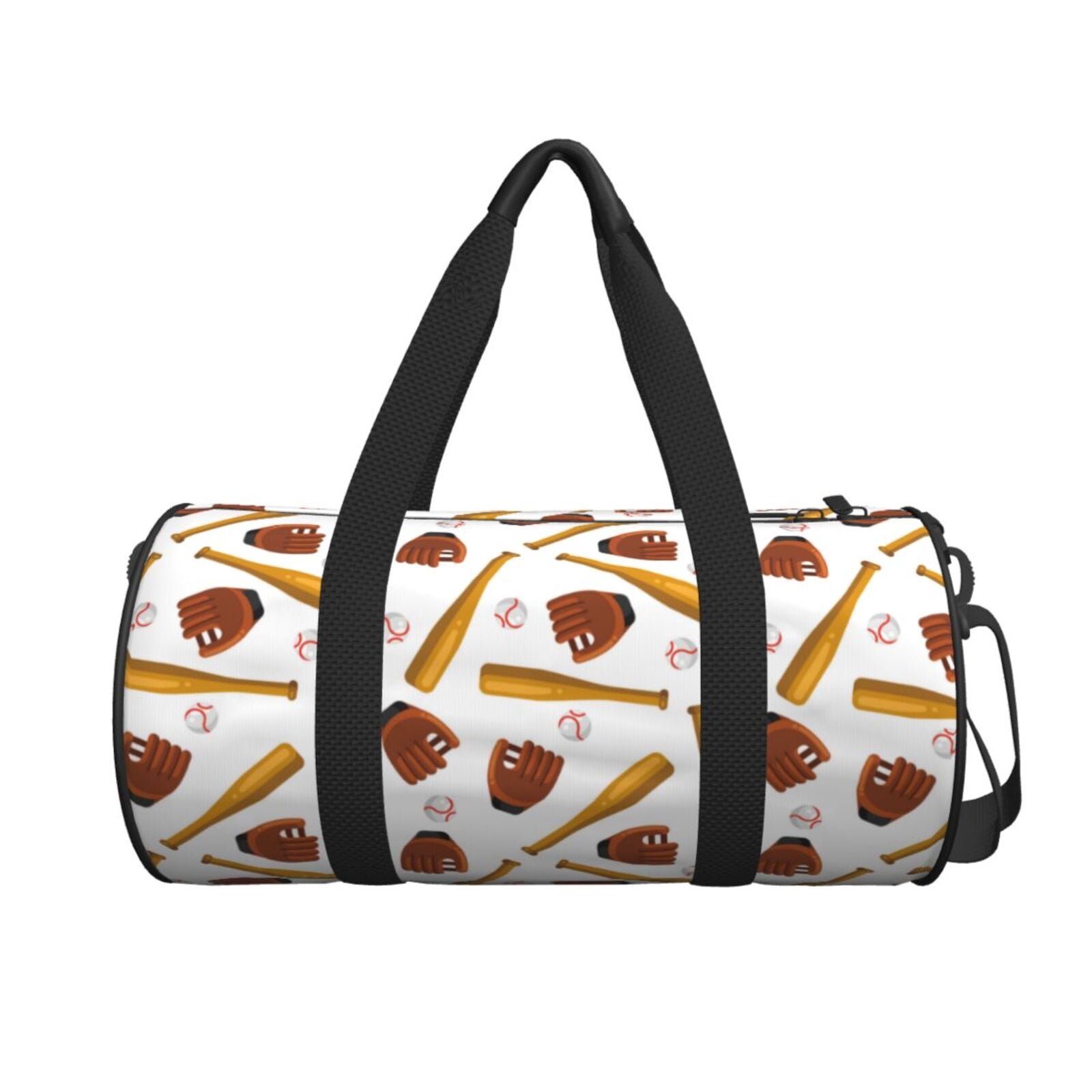 Horeoi Baseball Sport Print Foldable Travel Duffle Bag with Removable Strap - Water-Resistant Gym Vacation Luggage Multi-Pocket Design